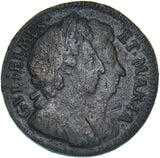 1694 Farthing - William & Mary British Copper Coin - Nice