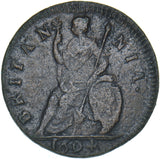 1694 Farthing - William & Mary British Copper Coin - Nice
