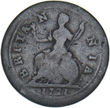 1721 Farthing - George I British Copper Coin