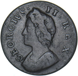 1736 Farthing - George II British Copper Coin - Nice