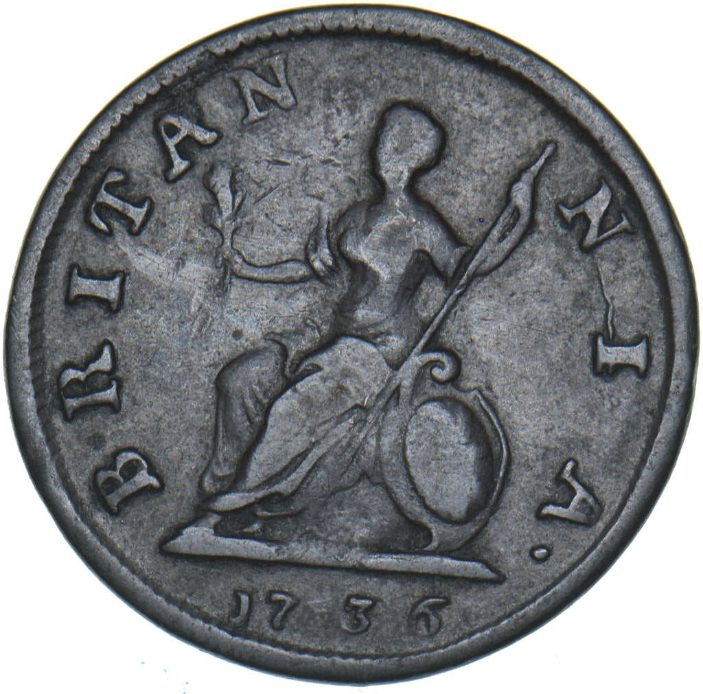 1736 Farthing - George II British Copper Coin - Nice – The Coin King
