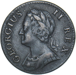 1744 Farthing - George II British Copper Coin - Nice