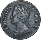 1744 Farthing - George II British Copper Coin - Nice