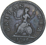 1746 Farthing - George II British Copper Coin - Nice