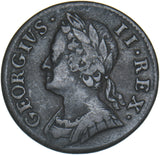 1749 Farthing - George II British Copper Coin - Nice