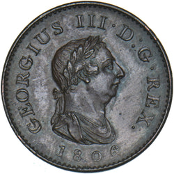 1806 Farthing - George III British Copper Coin - Very Nice