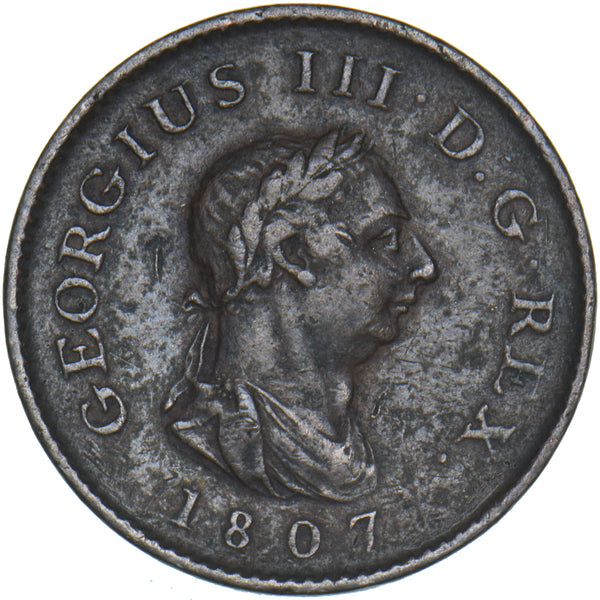 1807 Farthing - George III British Copper Coin - Nice