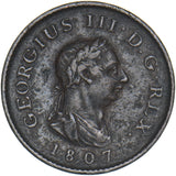 1807 Farthing - George III British Copper Coin - Nice