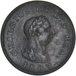 1807 Farthing - George III British Copper Coin - Nice