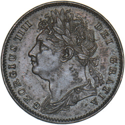 1822 Farthing - George IV British Copper Coin - Very Nice