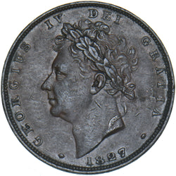 1827 Farthing - George IV British Copper Coin - Nice