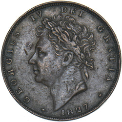 1827 Farthing - George IV British Copper Coin - Nice