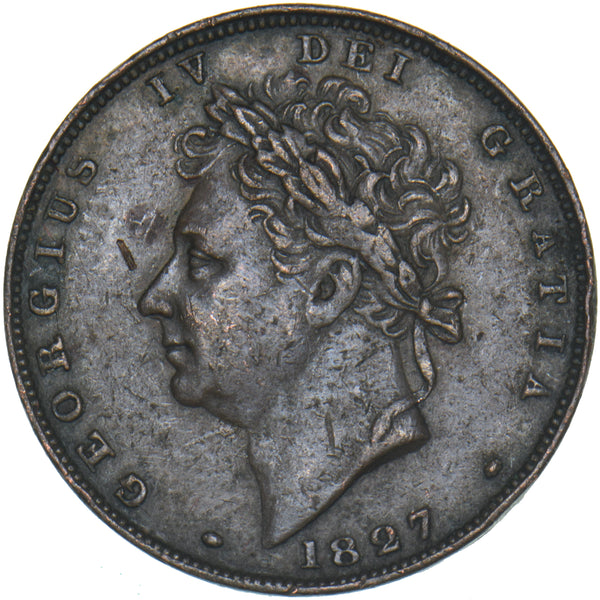 1827 Farthing - George IV British Copper Coin - Nice
