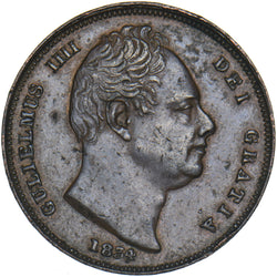 1834 Farthing - William IV British Copper Coin - Very Nice