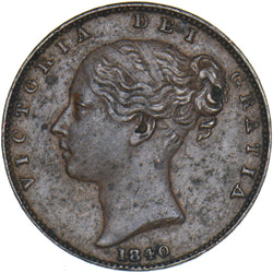 1840 Farthing - Victoria British Copper Coin - Nice
