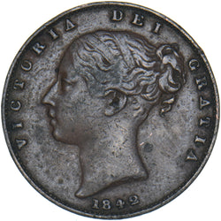 1842 Farthing - Victoria British Copper Coin - Nice