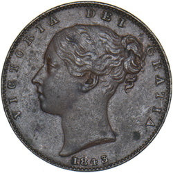1843 Farthing - Victoria British Copper Coin - Nice