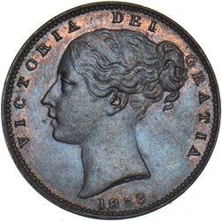 1853 Farthing - Victoria British Copper Coin - Very Nice