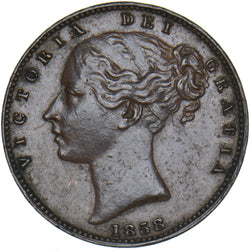 1858 Farthing - Victoria British Copper Coin - Nice