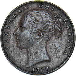 1859 Farthing - Victoria British Copper Coin - Nice