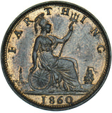 1860 Farthing - Victoria British Bronze Coin - Superb