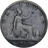 1860 Farthing (Toothed/Beaded Border Mule) - Victoria British Bronze Coin