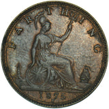1875 Farthing - Victoria British Bronze Coin - Very Nice