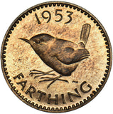 1953 Proof Farthing - Elizabeth II British Bronze Coin - Superb