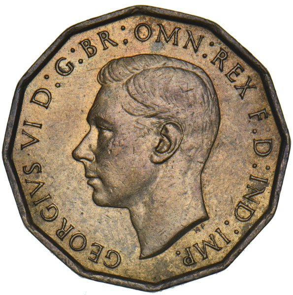 1948 Brass Threepence - George VI British Coin - Very Nice