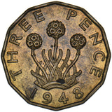 1948 Brass Threepence - George VI British Coin - Very Nice