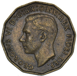 1949 Brass Threepence - George VI British Coin - Nice
