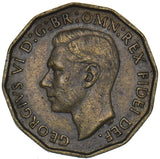 1949 Brass Threepence - George VI British Coin - Nice