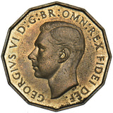 1951 Proof Brass Threepence - George VI British Coin - Superb