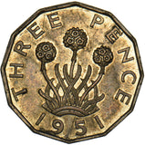 1951 Proof Brass Threepence - George VI British Coin - Superb