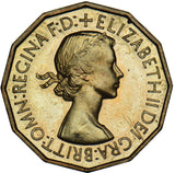 1953 Proof Brass Threepence - Elizabeth II British Coin - Superb