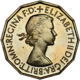 1953 Proof Brass Threepence - Elizabeth II British Coin - Superb