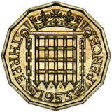 1953 Proof Brass Threepence - Elizabeth II British Coin - Superb