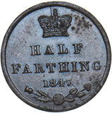 1847 Half Farthing - Victoria British Copper Coin - Very Nice