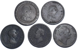 1797 - 1831 Pennies Lot (5 Coins) - British Copper Coins - All Different