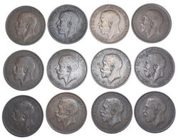 1926 Pennies Lot (12 Coins) - George V British Bronze Coins