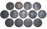 1719 - 1752 Halfpennies Lot 13 Coins) - British Copper Coins - All Different
