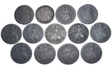 1719 - 1752 Halfpennies Lot 13 Coins) - British Copper Coins - All Different
