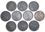 1861 - 1891 Halfpennies Lot (10 Coins) - Victoria British Bronze Coins