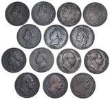 1821 - 1837 Farthings Lot (14 Coins) - British Copper Coins - All Different