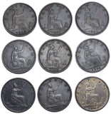 1860 - 1869 Better Grade Farthings Lot (9 Coins)- Victoria British Bronze Coins