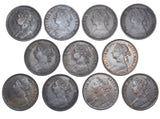 1883 - 1894 Better Grade Farthings Lot (11 Coins) Victoria British Bronze Coins