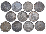 1883 - 1894 Better Grade Farthings Lot (11 Coins) Victoria British Bronze Coins