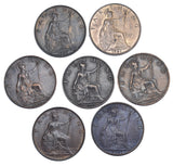 1895 - 1901 Better Grade Farthings Lot (7 Coins)- Victoria British Bronze Coins