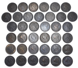 1860 - 1901 Farthings Lot (37 Coins) - Victoria British Bronze Coins