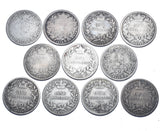 1871 - 1881 Shillings Lot (11 Coins) - Victoria British Silver Coins - Date Run